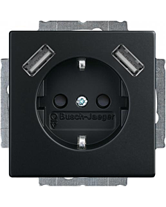 B-J Future Linear wandcontactdoos+ra met 2x USB-A mat zwart