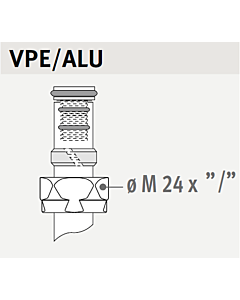 Jaga klemkoppeling vpe/alu-buis M24x14/2 t.b.v. proventiel