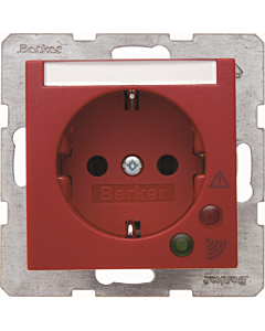 Berker S.1/B.3/B.7 wandcontactdoos+ra oversp.bev. 1-v. rood